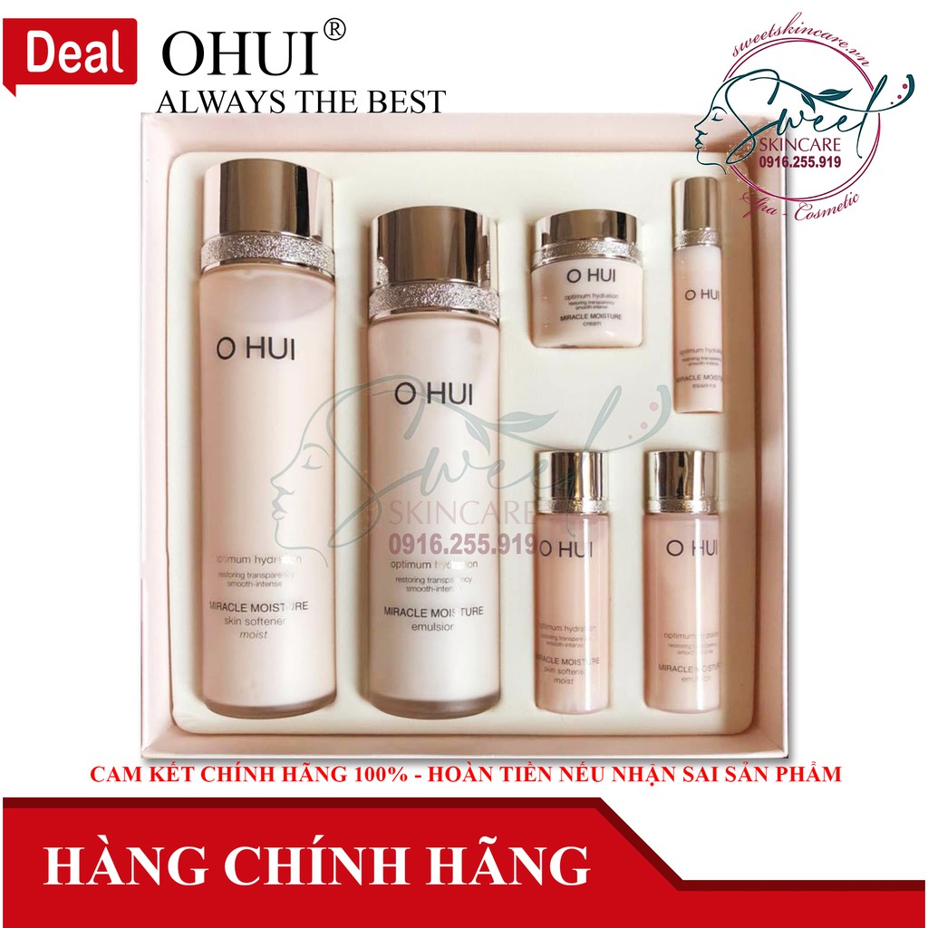 Bộ Ohui Miracle Moisture nước hoa hồng sữa dưỡng ẩm mịn ohui hồng (O Hui)