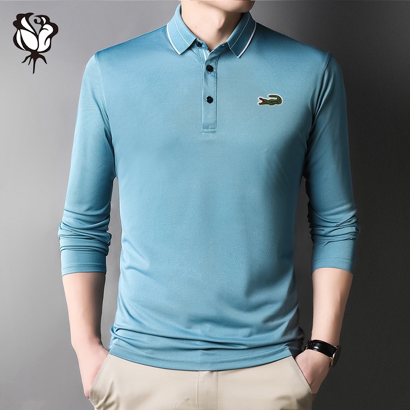 Áo polo Dài Tay Thêu Họa Tiết 6 Màu Lựa Chọn Dành Cho Nam