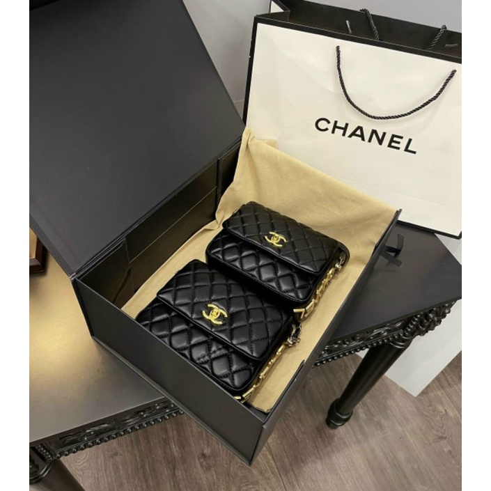 TÚI CHANEL LOGO NẸP SZ 18