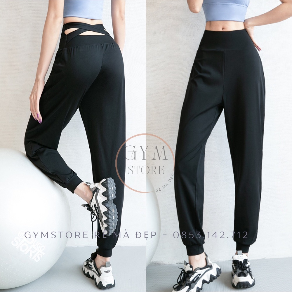Quần Jogger Ống Rộng Thể Thao Nữ Tập Gym Yoga Thun Co Giãn Thoáng Mát GYMSTORE 091
