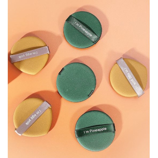 Set 3 Mút Tròn  2 mặt Tán Phấn Nước Kem Nền BB Cushion và phấn phủ