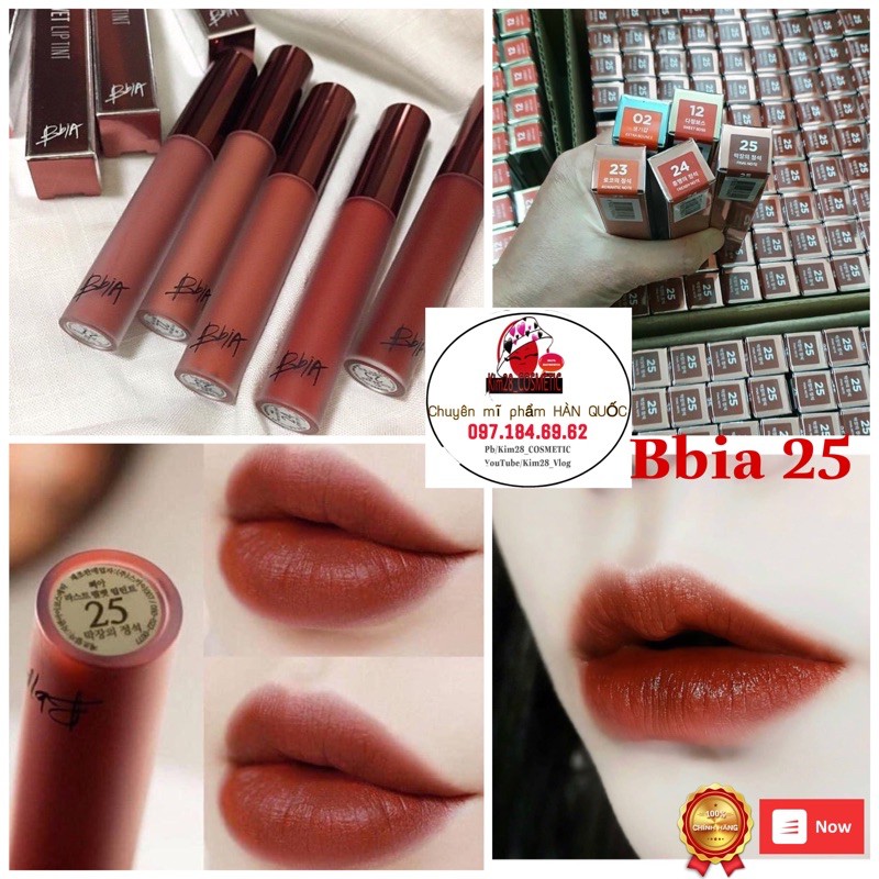 (Auth-màu 25)Son kem Bbia Velvet Lip Tint màu 25