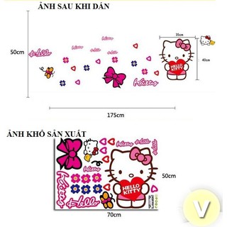 Decal dán tường Kitty trái tim hồng
