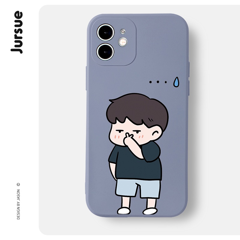 Ốp điện thoại JURSUE hoạt hình cặp đôi dễ thương đẹp độc lạ hình bựa hài hước chống bẩn Compatible for iPhone 14 13 12 11 Pro Max SE 2020 X XR XS 8 7 6S 6 Plus kute XYH197