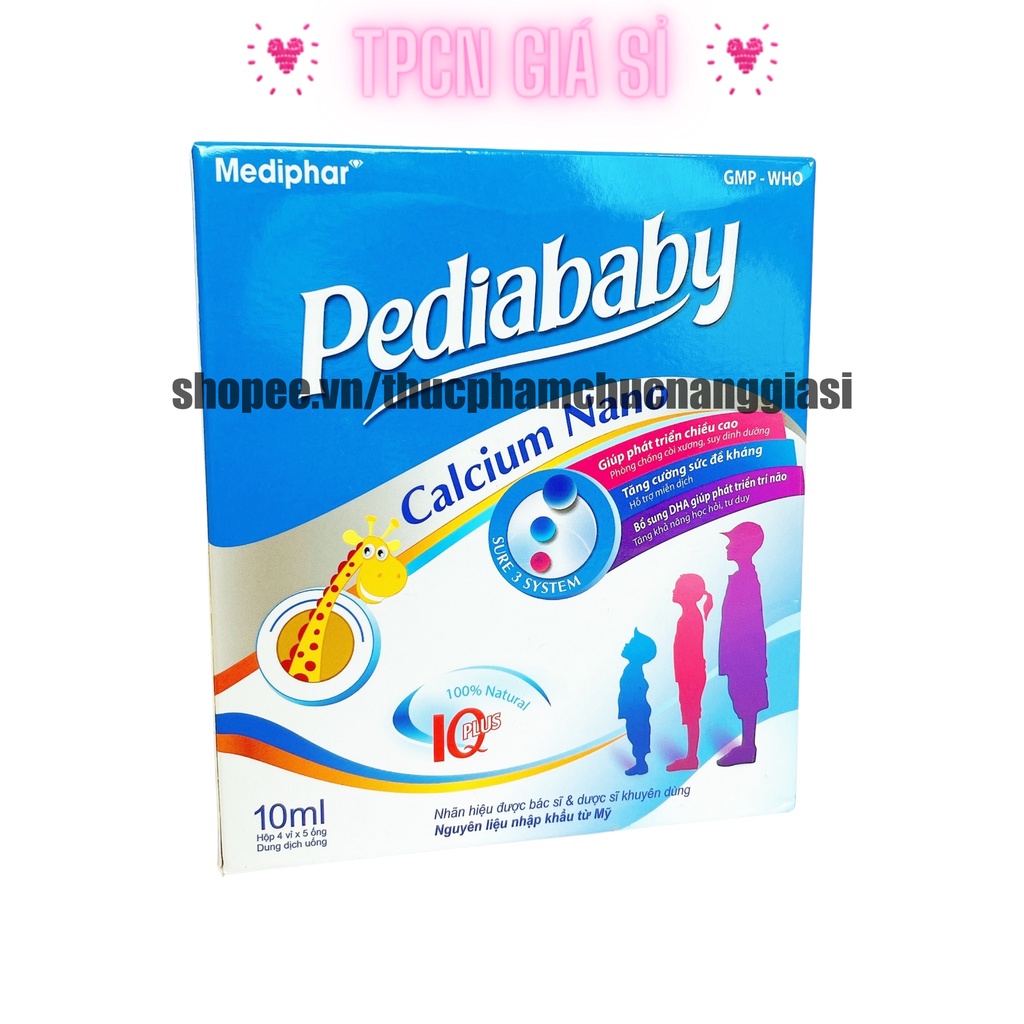 Siro PEDIABABY KId bổ sung calci cho trẻ, cải thiện tình trạng còi xương ở bé – Hộp 20 ống
