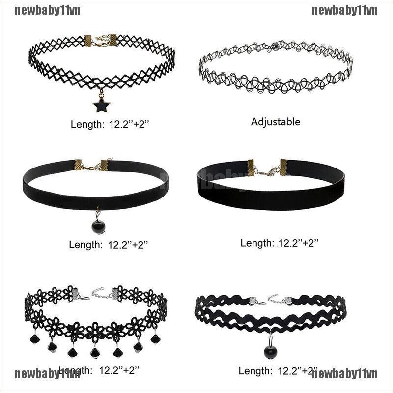 Set 6 Vòng Cổ Choker Dây Nhung Đen