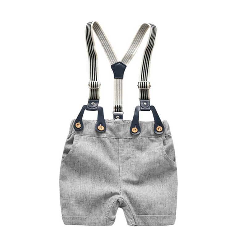 Bộ Áo Liền Quần Ngắn Tay + Quần Short Có Nơ Bướm Cho Bé Trai