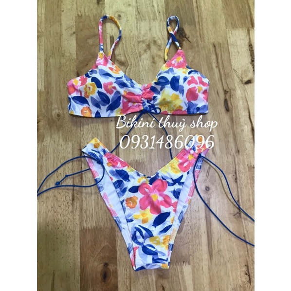 [ HÀNG THIẾT KÊ -CAO CẤP ] Bikini 2 mảnh hoa lá phối dây xinh quần đẹp quyến rủ ( hàng chụp cận chất + video )