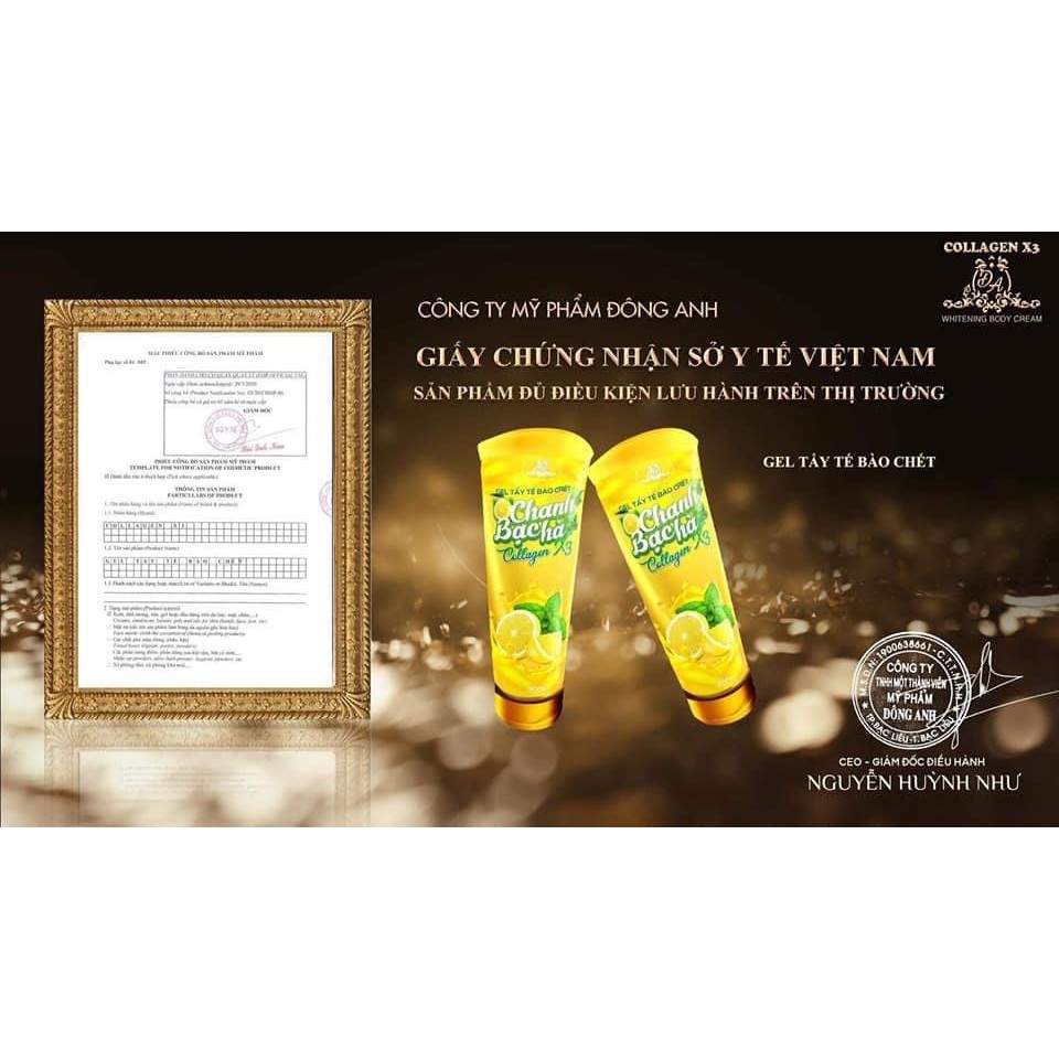 Gel Tẩy Tế Bào Chết Collagen X3 Chanh Bạc Hà 200ml Hàng Cty Đông Anh ( CHÍNH HÃNG 100%)