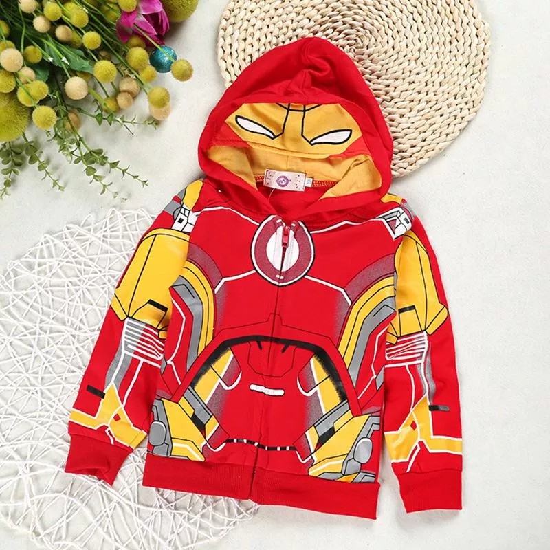 Áo Khoác Hoodie In Hình Iron Man Cho Bé Trai Từ 1-8 Tuổi