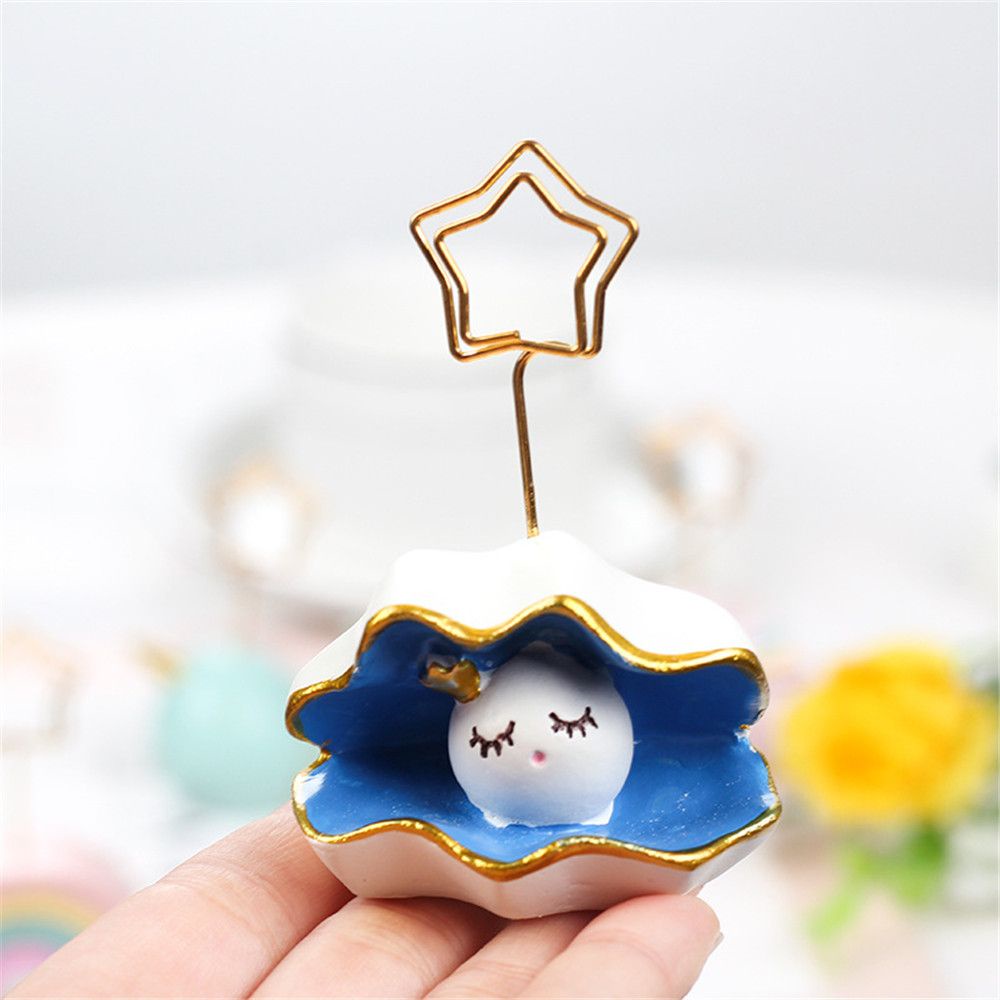 Giá đỡ kẹp hình ảnh/ giấy note bằng nhựa resin hình đám mây màu cầu vồng dễ thương trang trí bàn tiệc cưới