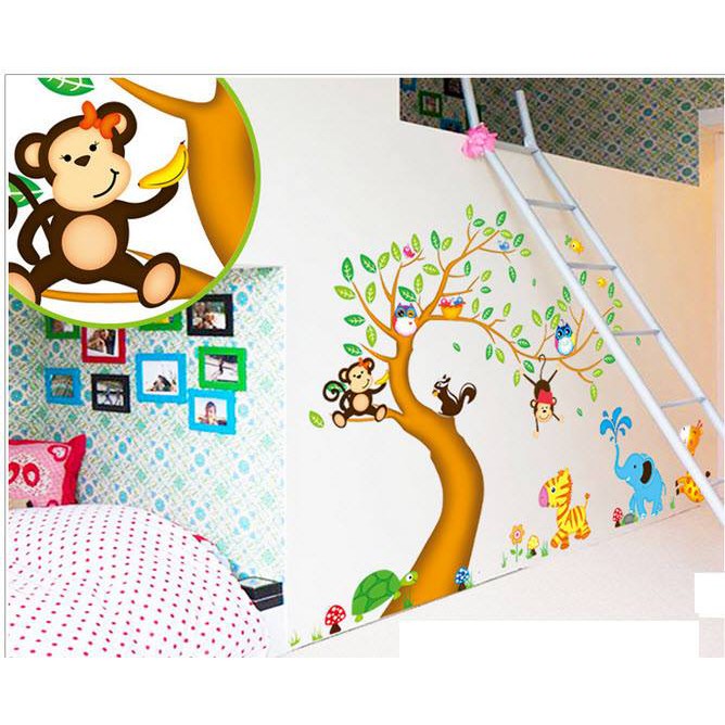 Decal dán tường Vườn thú uyển chuyển trang trí phòng bé yêu với các hình động vật - MSP DB041 - PVC vinyl