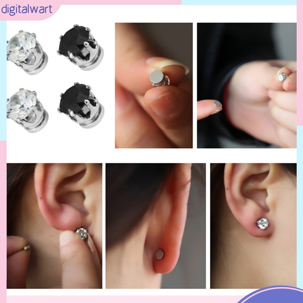 Đôi khuyên tai nam châm đính đá lấp lánh cá tính xinh xắn dành cho nữ