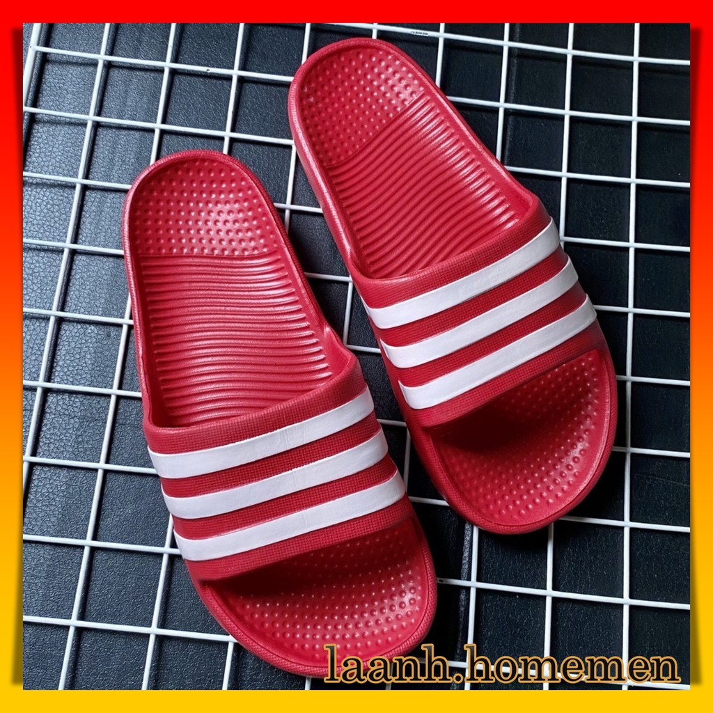 FULLBOX ( Hộp ADIDAS Đen ) - Dép Đúc Nam 3 Sọc Quai Ngang Hàng VNXK Mẫu 2020 ( Hình Thật ) - Dép Nam Đế Đỏ