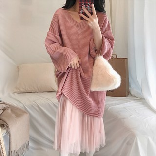 [ Có Sẵn ] Set Váy Len ren Hồng, Đen ulzzang ( CÓ CLIP)