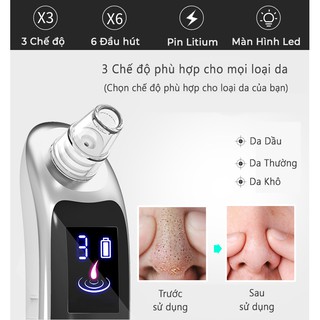 [TOP SALE] Máy Hút Mụn Mini Cầm Tay Hanna 120 Cao Cấp 6 Đầu Hút Giá Rẻ New 2019 ( Hàng Loại 1 )
