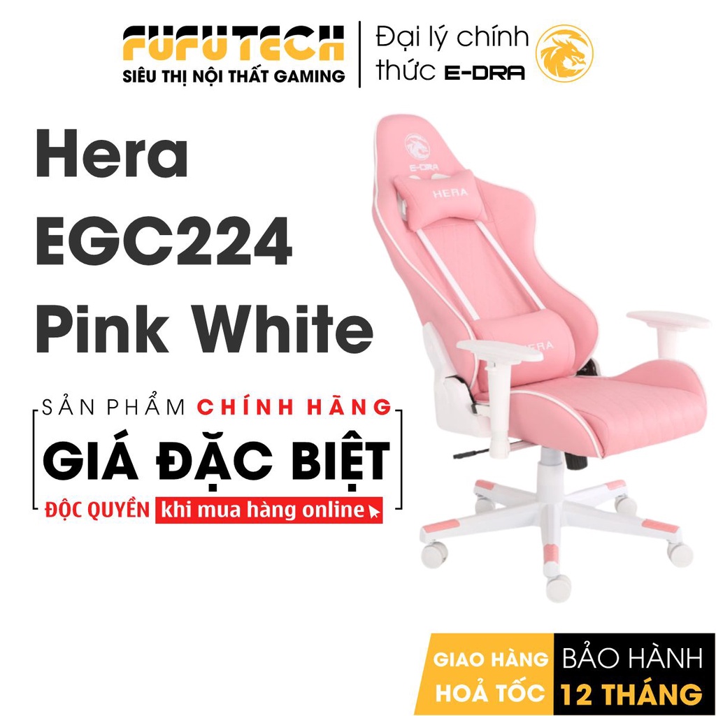 Ghế Gaming Edra EGC224 Hera Pink, Hàng Chính Hãng