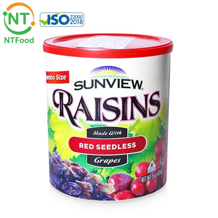 [Mã BMBAU50 giảm 7% đơn 99K] (Date T11/2023) Nho khô Mỹ không hạt Sunview Raisins Red Seedless 425 gram - Nhất Tín Food