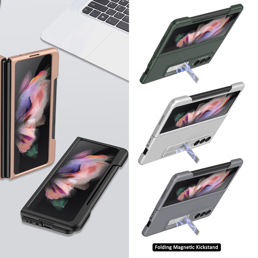 Ốp Điện Thoại Siêu Nhẹ Có Giá Đỡ Kim Loại Từ Tính Cho Samsung Galaxy Z Fold 3 Z Fold3