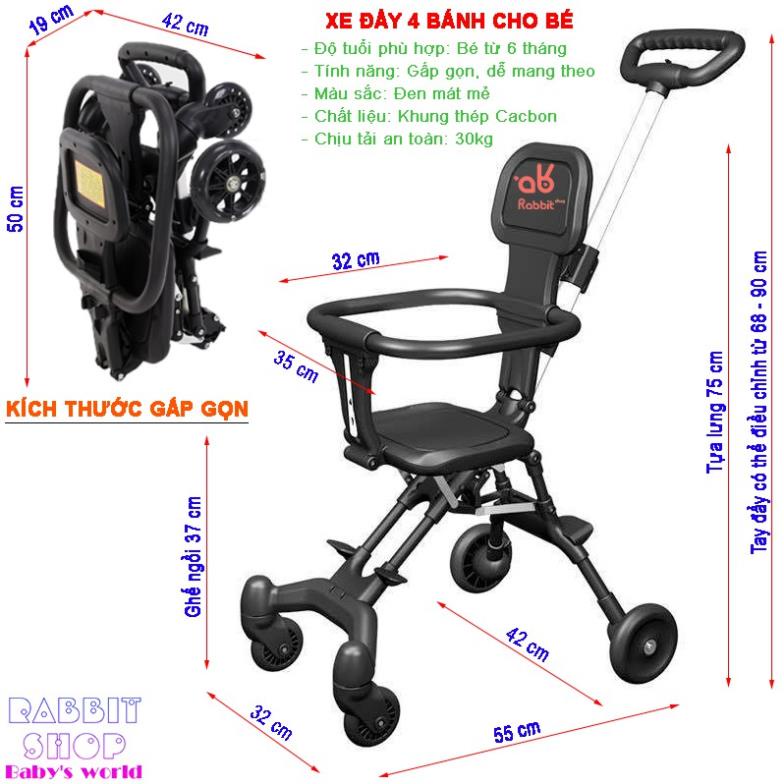 Xe đẩy cho bé du lịch siêu thị gấp gọn xe đẩy 2 chiều trẻ em [XD2CGG]