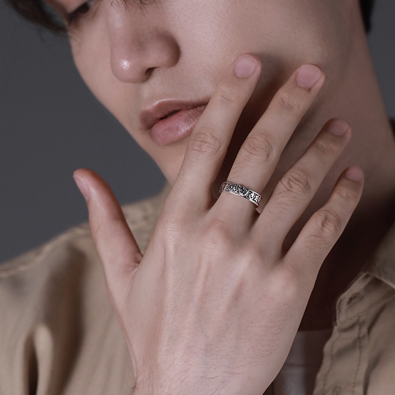 Nhẫn Nam Tì Hưu Giữ an toàn Làm như cũ Cổ điển Tiếng Phạn Khí chất bá đạo Ba chiều Bạc Thái Làm bằng tay NH-152