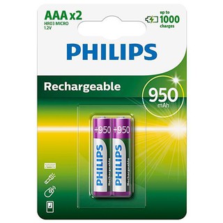 Vỉ 2 viên Pin sạc AAA 950mAh Philips R03B2A95