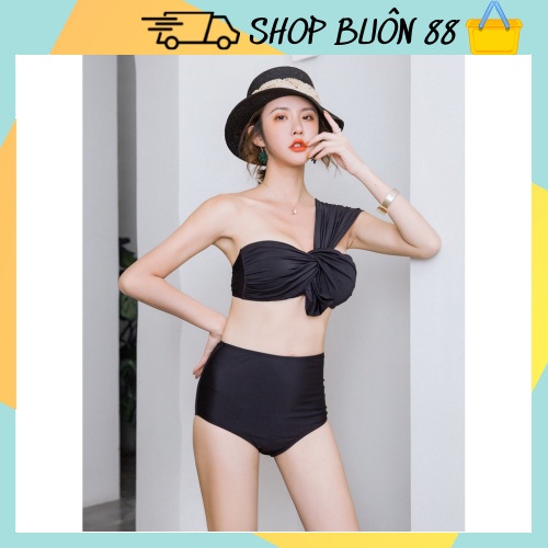 Bộ Đồ Bơi Tắm Biển Bikini 2 Mảnh Thắt Nơ Xoắn Ngực Lệch Vai 88120 SHOP 88