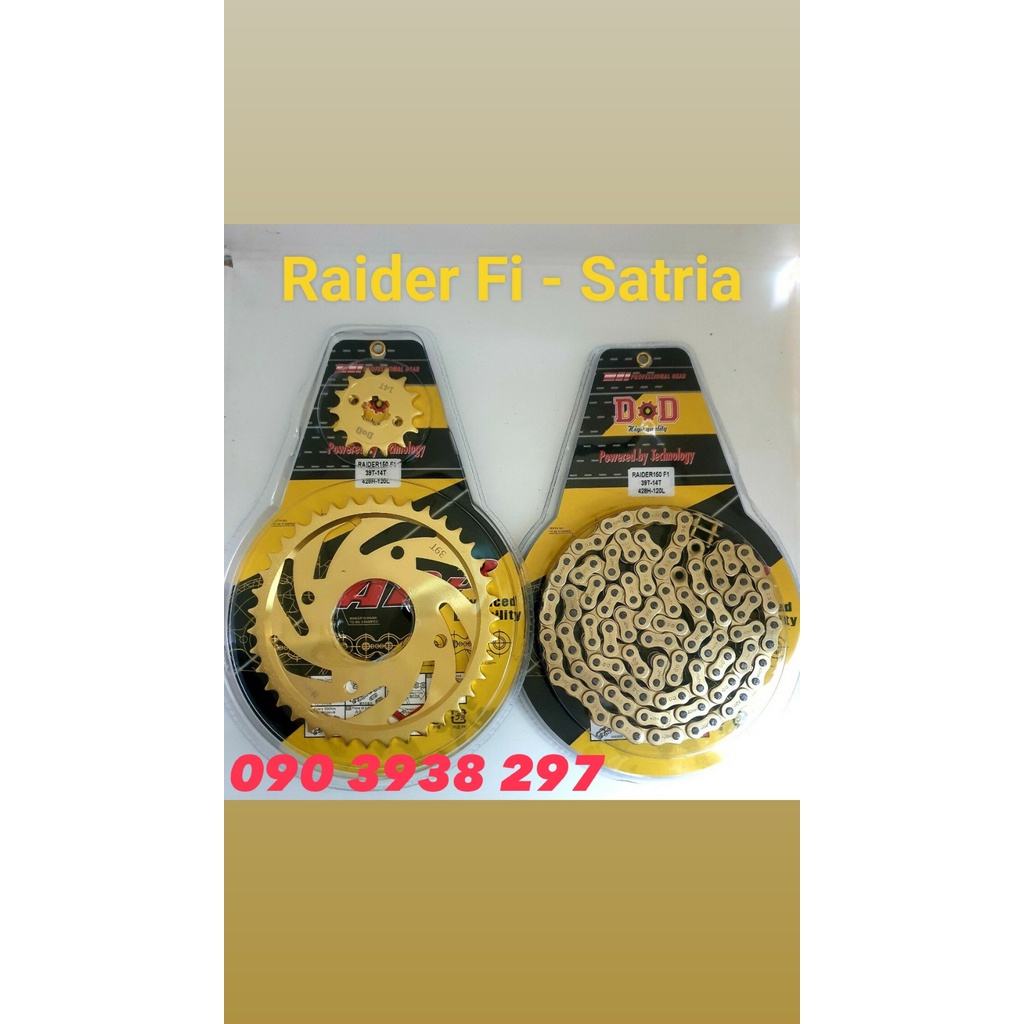 [HCM][HÀNG HOT] Bộ Nhông Sên Dĩa DID Dĩa Vàng Cho Dòng Xe Của SUZUKI RAIDER, SATRIA ( Vỉ theo bộ)