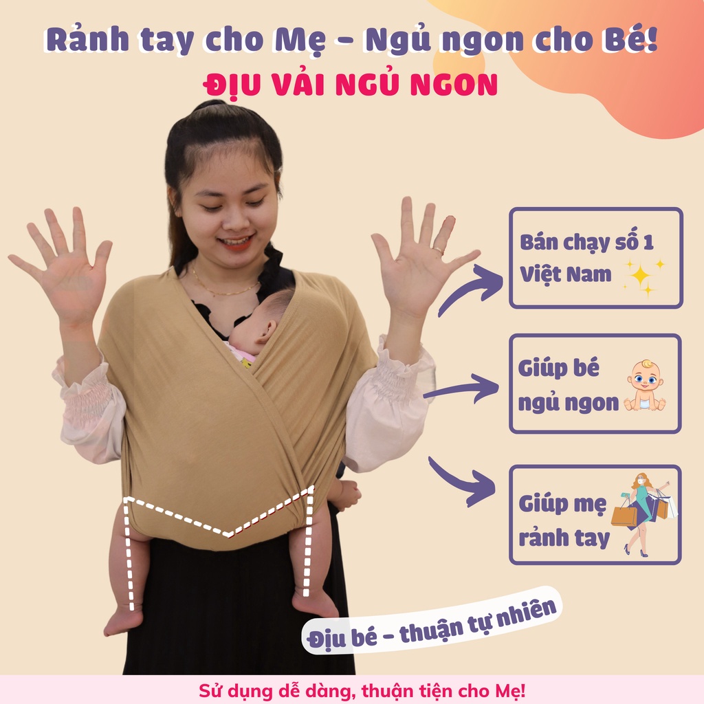 màu xanh nõn chuối - Địu vải hiệu 2Em.vn - phù hợp cho bé từ 0 - 24 tháng tuổi - Địu vải sling em bé -  chỉnh size