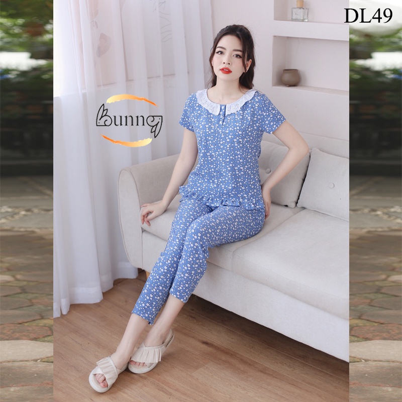 QUẦN ÁO MẶC NHÀ CHẤT LIỆU LỤA HÀN, ĐỒ MẶC NHÀ SAU SINH FOM DÁNG ĐẸP HỌA TIẾT HOA LÁ XINH