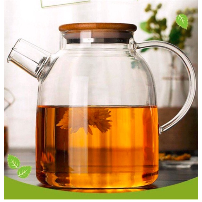 Bình pha trà thuỷ tinh nắp gỗ 1600ml