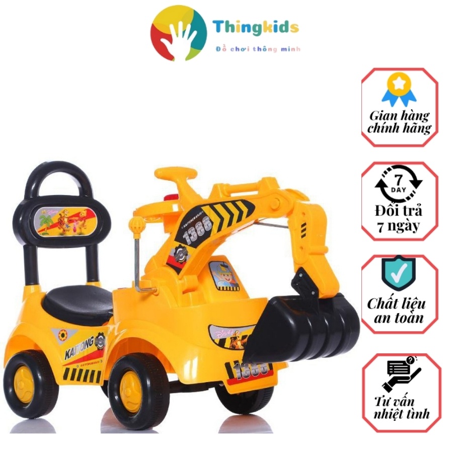 Xe cần cẩu kiêm xe chòi chân cho bé, có đèn có nhạc - Thingkids