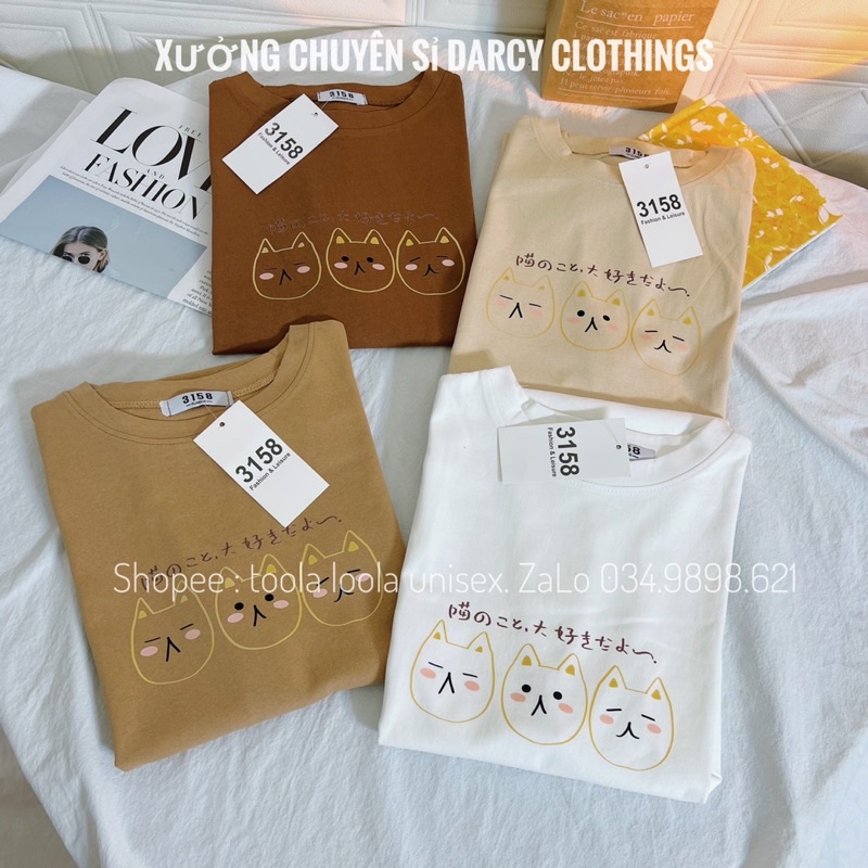 áo thun 3158 ✨ FREESHIP ✨ 3 con mèo hàn quốc áo thun cotton unisex