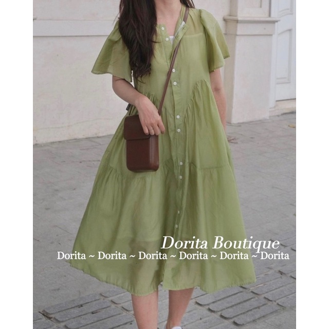 Váy babydoll vải tơ mềm 2 lớp cộc tay xoè dài, Đầm babydoll kèm váy 2 dây bên | BigBuy360 - bigbuy360.vn