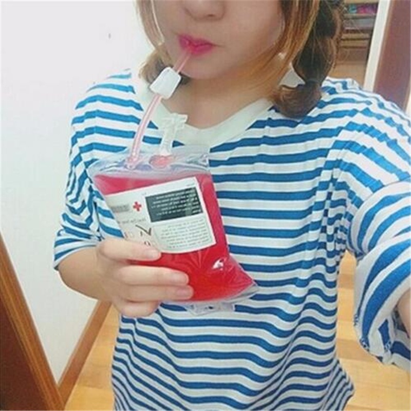 Túi PVC Trong Suốt Đựng Nước Ép Hóa Trang Ma Cà Rồng Cho Lễ Halloween