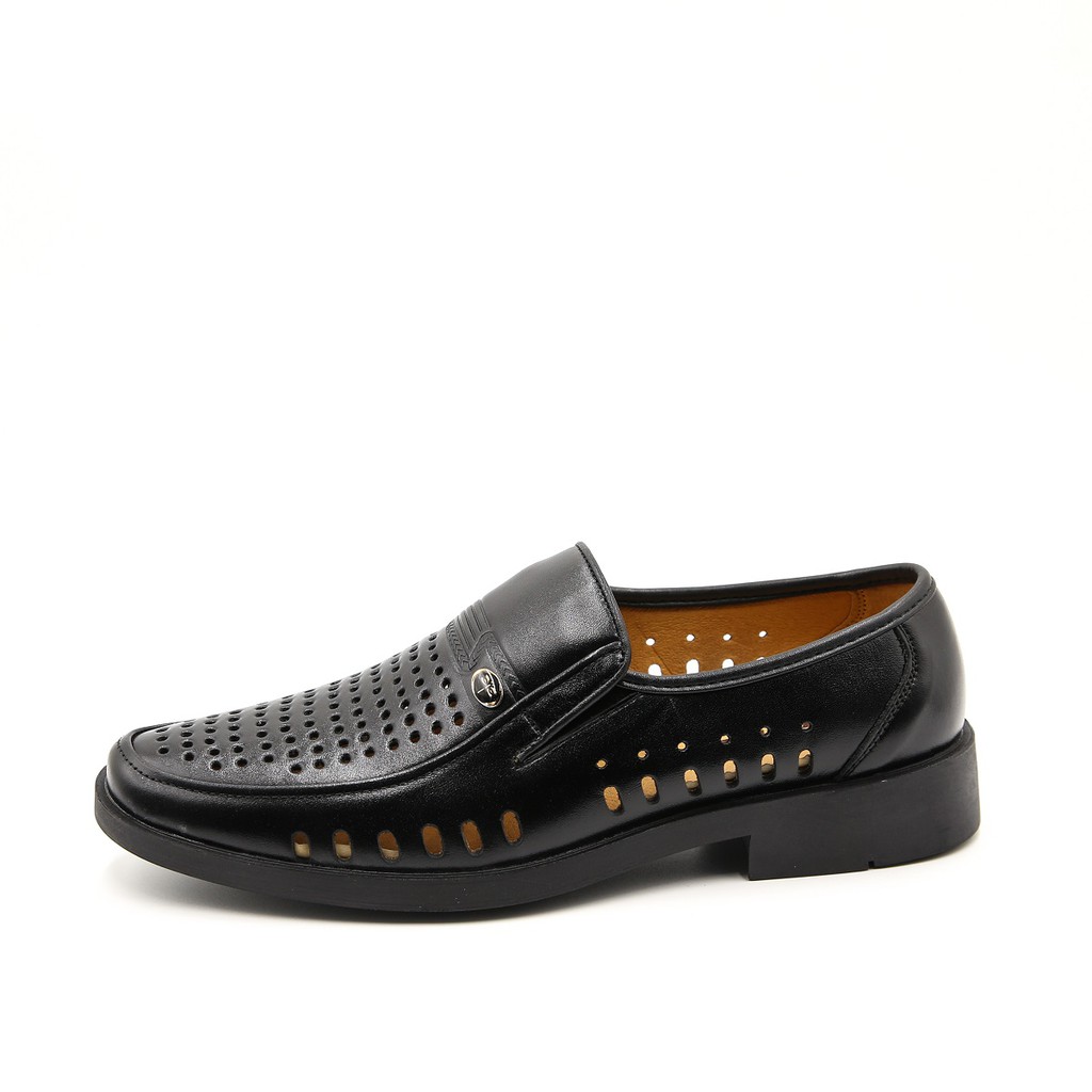 Giày da thật đục lỗ quanh thân, cho người trung tuổi, hai màu đen và nâu, bảo hành 12 tháng PL061 - PELLE SHOES