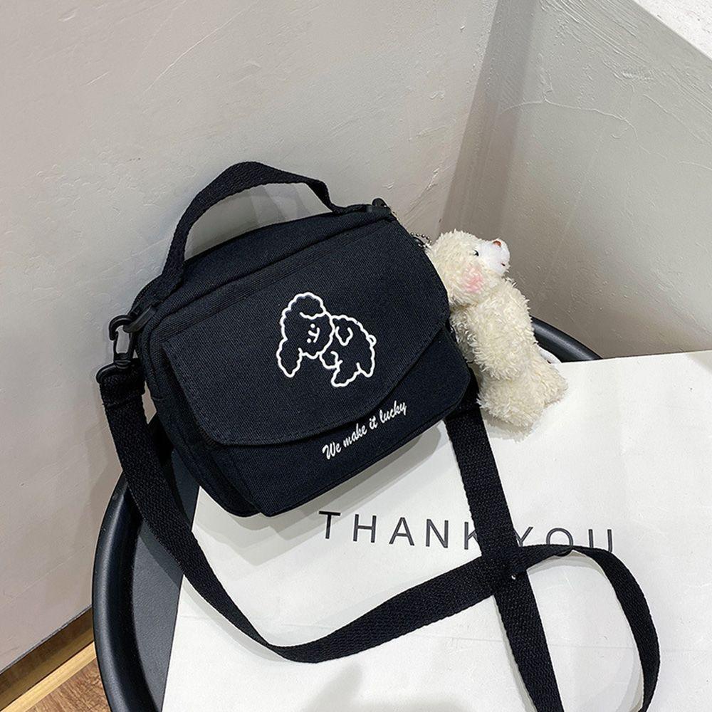 Túi Đeo Vai Bằng Vải Canvas Màu Sắc Đơn Giản Phong Cách Harajuku Dành Cho Nữ