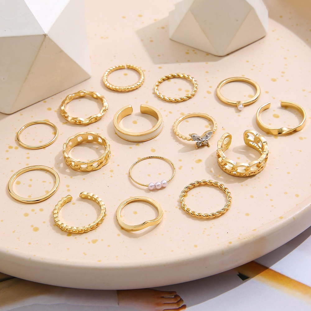 Set 15 nhẫn iF YOU kiểu bướm phong cách cổ điển dành cho nữ