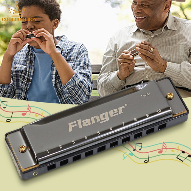 Flanger FH-01 Diatonic Blues Harmonica Standard 10 for Case Key Beginner 20 with Tone C Hole