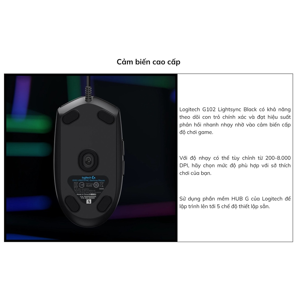 Chuột gaming Logitech G102 Gen 2 Lightsync
