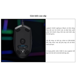Chuột gaming Logitech G102 Gen 2 Lightsync ( Tùy chỉnh RGB, 6 nút lập trình )