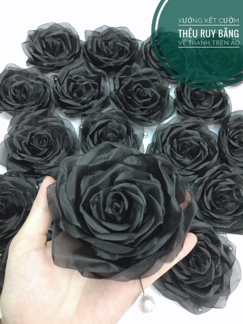 [Mã FATET20Cài áo hoa hồng voan mỹ handmade size 12cm