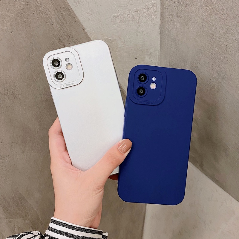 Ốp Điện Thoại Silicon Dẻo Vuông Màu Trơn Hình Đôi Mắt Mèo Cho iPhone 14 13 Pro Max X Xs Xr 7 8 Plus