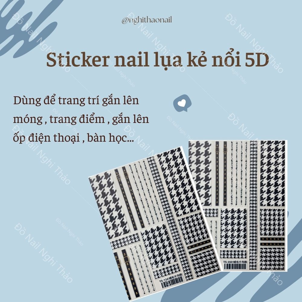 Sticker nail lụa kẻ 5D