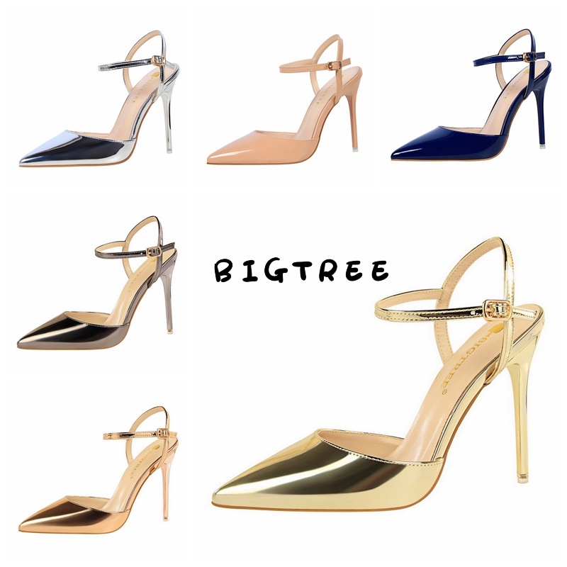 Giày cao gót BIGTREE Mall-86-1 mũi nhọn chất liệu da bóng phong cách Âu Mỹ cho nữ 10.5cm