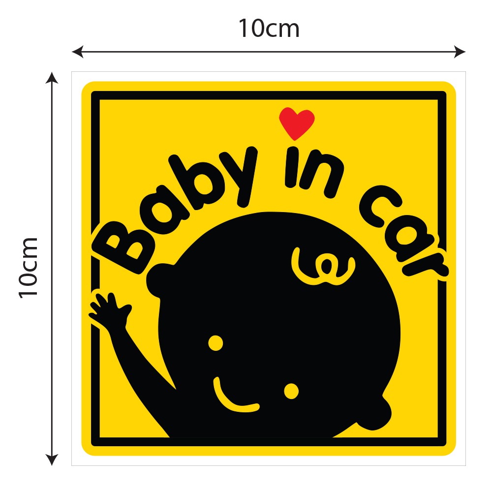 Combo 4 mẫu logo sticker 10cm x 10cm Baby In Car cho ô tô