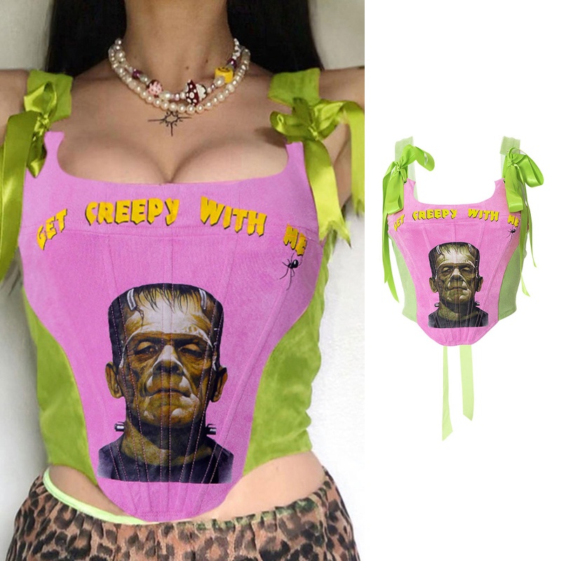 Áo Nịt Ngực Không Tay In Họa Tiết Chân Dung Cổ Điển Quyến Rũ Dành Cho Người Lớn Tuổi