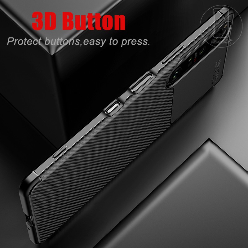 Ốp điện thoại TPU mềm sợi carbon cho Sony Xperia 1 10 5 Xperia1 Xperia10 III II