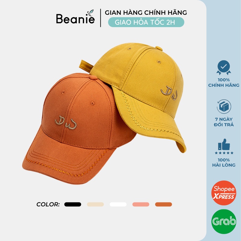 Mũ Lưỡi Trai Thêu Chữ DW Cao Cấp BEANIE Unisex Nam Nữ Phong Cách Hàn Quốc, Nón Kết Kaki Form Cứng Đẹp Màu Đen Be LT06