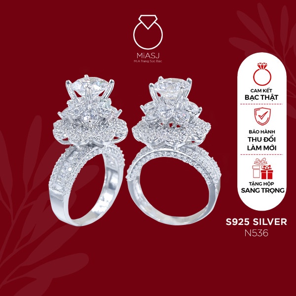 Nhẫn nữ bạc Ý S925 MiASJ N536 đá CZ nhân tạo cao cấp sáng đẹp lung linh